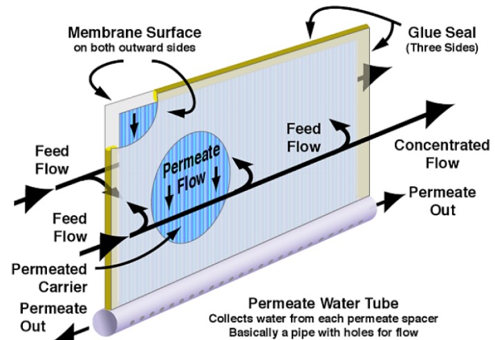 Figure 5. Diagram of one membrane leaf and its interactions with water